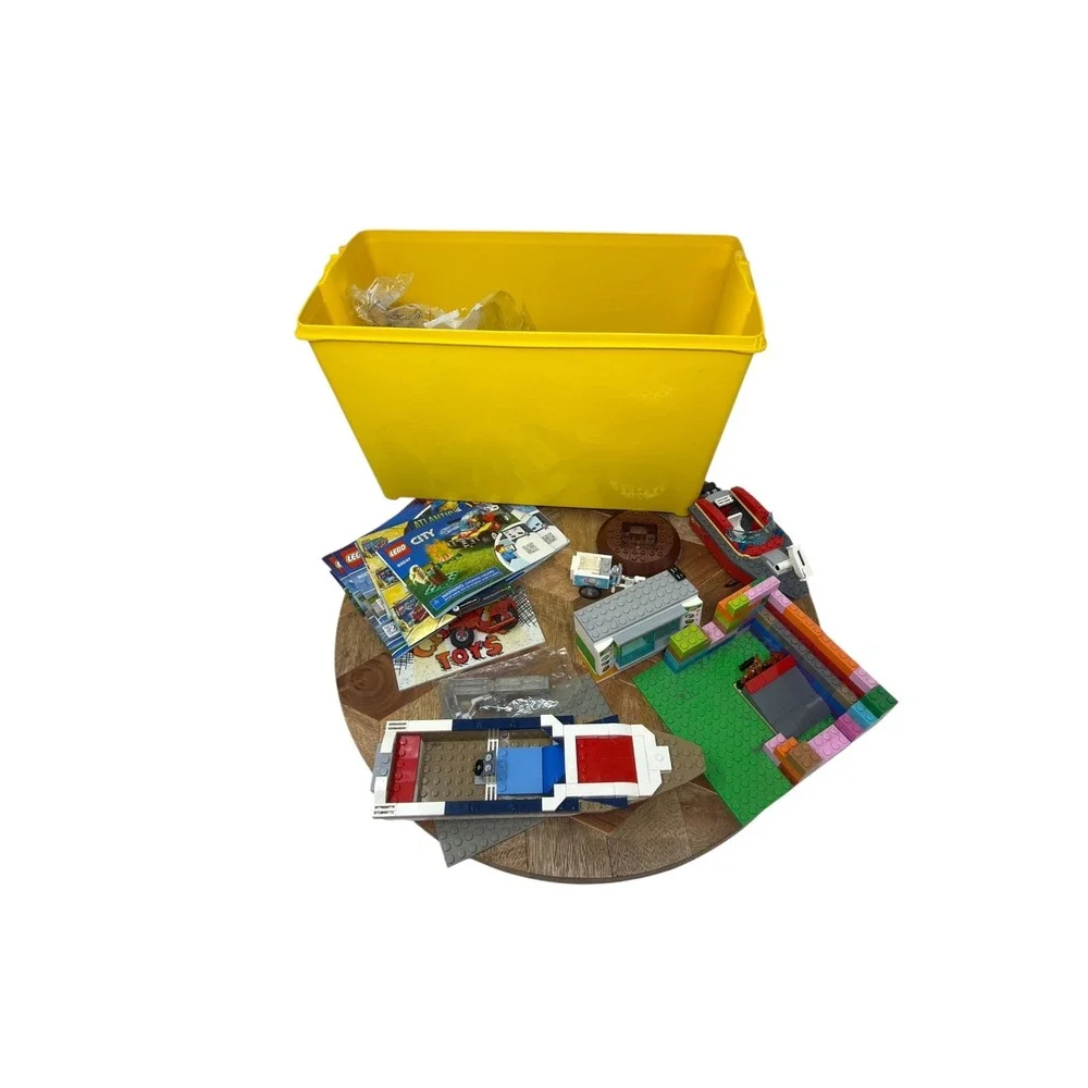 LEGO Bulk Lot City Atlantis Classic Mixed Bricks Manuals Yellow Storage Bin